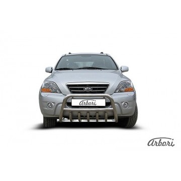 Кенгурятник d57 низкий c защитой картера Arbori нерж. сталь для Kia SORENTO 2006-2011