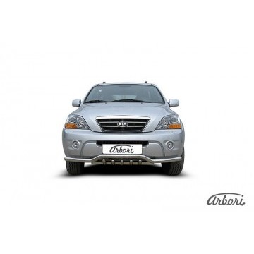 Защита переднего бампера d57 с защитой картера Arbori нерж. сталь для Kia SORENTO 2006-2011