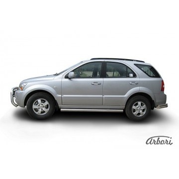 Защита порогов d76 труба  Arbori нерж. сталь для Kia SORENTO 2006-2011