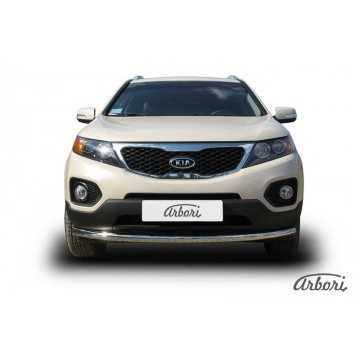Защита переднего бампера d57 радиусная Arbori нерж. сталь для Kia SORENTO 2010-2012