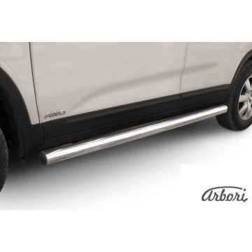 Защита порогов d76 труба Arbori нерж. сталь для Kia SORENTO 2010-2012