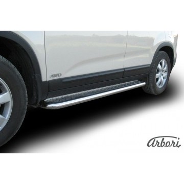 Защита порогов d57 с листом Arbori нерж. сталь для Kia SORENTO 2010-2012