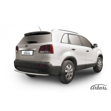 Защита заднего бампера  d57 радиусная Arbori нерж. сталь для Kia SORENTO 2010-2012