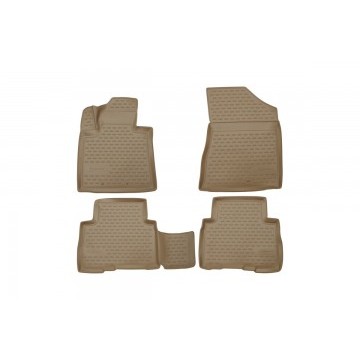 Коврики 3D в салон KIA Sorento, 2012-2015, 4 шт. (полиуретан, бежевые)