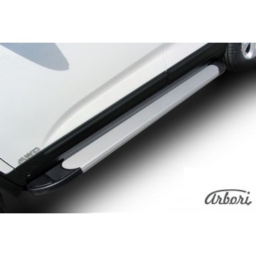 Комплект алюминиевых порогов Arbori Optima Silver 1700 для KIA Sorento 2013-нв