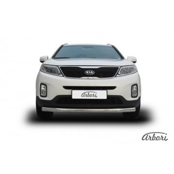 Защита переднего бампера d76 Arbori нерж. сталь для KIA Sorento 2013-нв