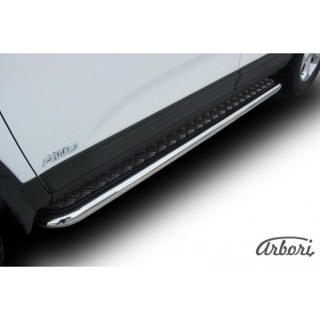 Защита порогов d57 с листом усиленная Arbori нерж. сталь для KIA Sorento 2013-нв