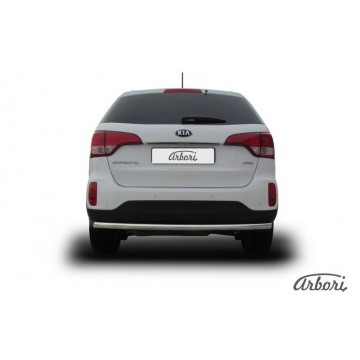 Защита заднего бампера d57 радиусная Arbori нерж. сталь для KIA Sorento 2013-нв