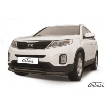 Защита переднего бампера d76+d57 двойная Arbori черн. для KIA Sorento 2013-нв