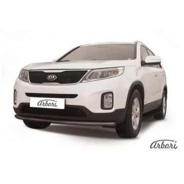 Защита переднего бампера d57 радиусная Arbori черн. для KIA Sorento 2013-нв