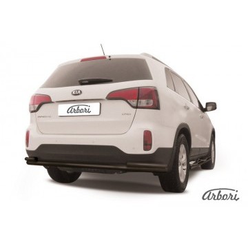 Защита заднего бампера d57+d42 двойная Arbori черн. для KIA Sorento 2013-нв
