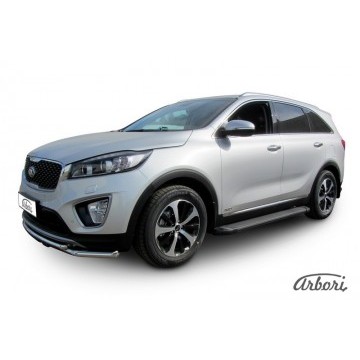 Комплект алюминиевых порогов Arbori Optima Black 1800 для KIA Sorento Prime 2015-2018