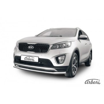 Защита переднего бампера d57 Arbori нерж. сталь для KIA Sorento Prime 2015-2018