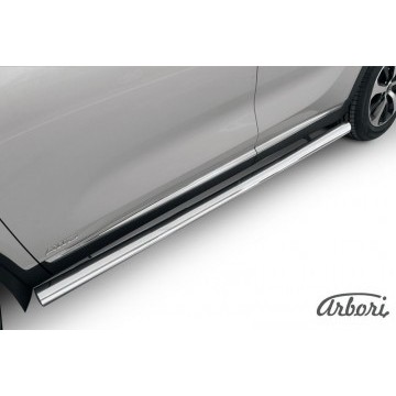 Защита порогов d76 труба Arbori нерж. сталь для KIA Sorento Prime 2015-2018