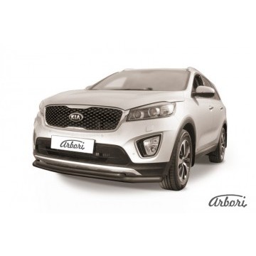 Защита переднего бампера d57+d42 двойная Arbori черн. для KIA Sorento Prime 2015-2018