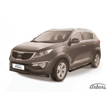 Защита переднего бампера d57+d42  Arbori черн. для Kia SPORTAGE 2010-2016