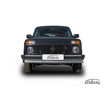 Защита переднего бампера d76 Arbori нерж. сталь для LADA 4х4 3дв. 1977-нв