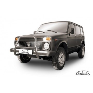 Кенгурятник d57 высокий Arbori нерж. сталь для LADA 4х4 5дв. 1993-нв