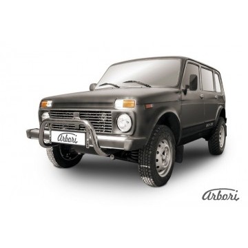 Кенгурятник d57 низкий Arbori нерж. сталь для LADA 4х4 5дв. 1993-нв
