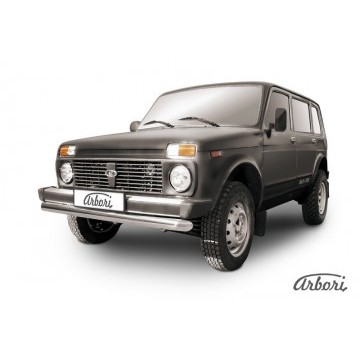 Защита переднего бампера d76 Arbori нерж. сталь для LADA 4х4 5дв. 1993-нв
