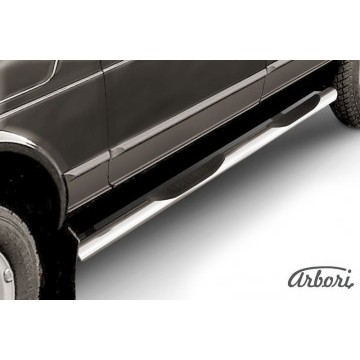 Защита порогов d76 с проступями Arbori нерж. сталь для LADA 4х4 5дв. 1993-нв