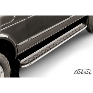 Защита порогов d42 с листом усиленная Arbori нерж. сталь для LADA 4х4 5дв. 1993-нв