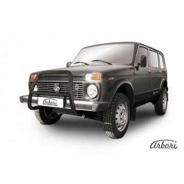 Кенгурятник d57 высокий Arbori черн. для LADA 4х4 5дв. 1993-нв