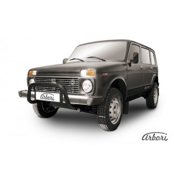 Кенгурятник d57 низкий Arbori черн. для LADA 4х4 5дв. 1993-нв