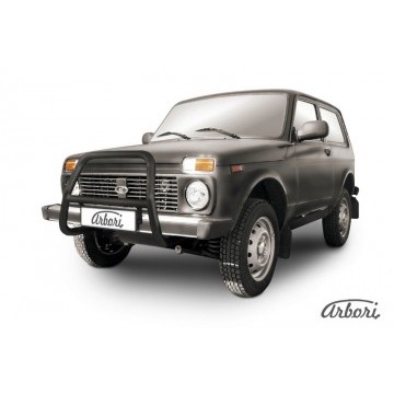Кенгурятник d57 высокий Arbori черн. для LADA 4х4 3дв. 1977-нв