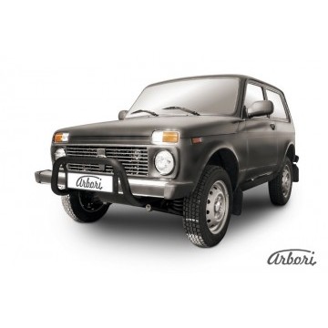 Кенгурятник d57 низкий Arbori черн. для LADA 4х4 3дв. 1977-нв