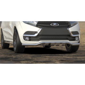 Защита порогов d42 труба с гибами Arbori нерж. сталь для LADA Xray 2015-нв