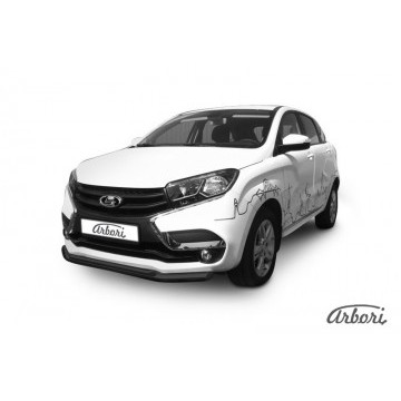 Защита переднего бампера d57 + d42 двойная Arbori черн. для LADA Xray 2015-нв