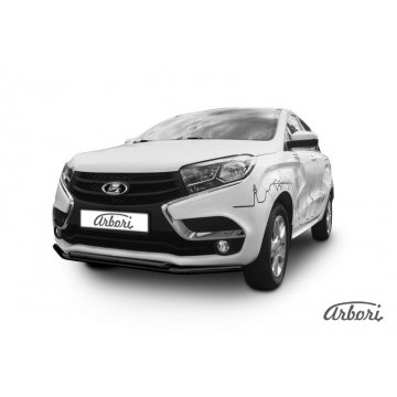 Защита переднего бампера d42 + d42 двойная Arbori черн. для LADA Xray 2015-нв