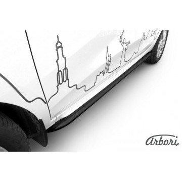 Защита порогов d42 труба с гибами Arbori черн. для LADA Xray 2015-нв