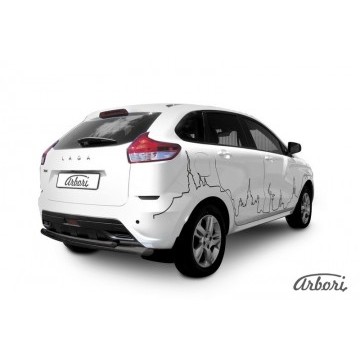 Защита заднего бампера d57 + d42 двойная Arbori черн. для LADA Xray 2015-нв