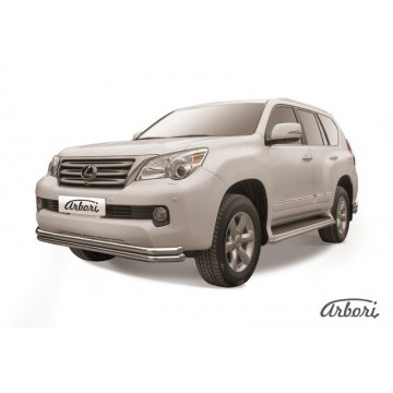 Защита переднего бампера Arbori d57+d57 двойная LEXUS GX-460 2010-2013