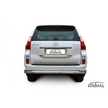 Защита заднего бампера Arbori d76+d42 двойная LEXUS GX-460 2010-2013