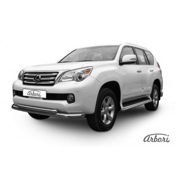 Защита переднего бампера d76+d57 двойная Arbori нерж. сталь для Lexus GX460 2010-2013