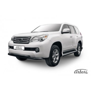 Защита переднего бампера d76+d57 двойная Arbori черн. для Lexus GX460 2010-2013