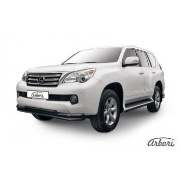 Защита переднего бампера d57+d57+d42 тройная  Arbori черн. для Lexus GX460 2010-2013