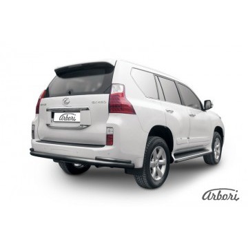 Защита заднего бампера d76+d42 двойная Arbori черн. для Lexus GX460 2010-2013