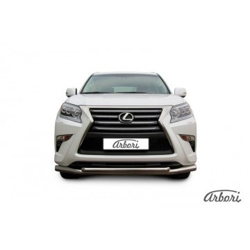 Защита переднего бампера d76+d57 двойная Arbori нерж. сталь для Lexus GX460 2013-нв