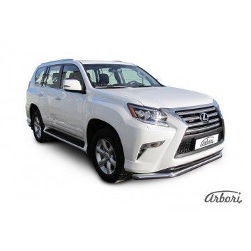 Защита переднего бампера d76 Arbori нерж. сталь для Lexus GX460 2013-нв