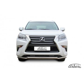 Защита переднего бампера d57+d57 двойная Arbori нерж. сталь для Lexus GX460 2013-нв