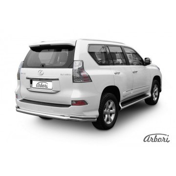 Защита заднего бампера d76+d42 двойная Arbori нерж. сталь для Lexus GX460 2013-нв