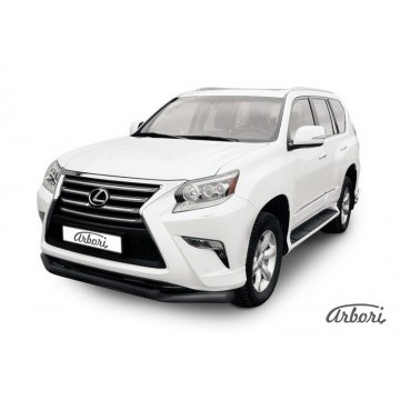 Защита переднего бампера d76+d57 двойная Arbori черн. для Lexus GX460 2013-нв