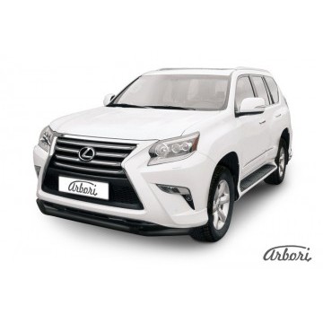 Защита переднего бампера d57+d57 двойная Arbori черн. для Lexus GX460 2013-нв