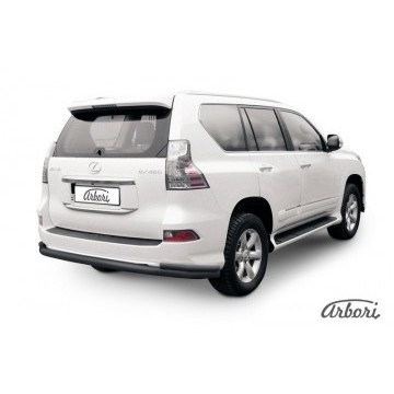 Защита заднего бампера d76+d42 двойная Arbori черн. для Lexus GX460 2013-нв