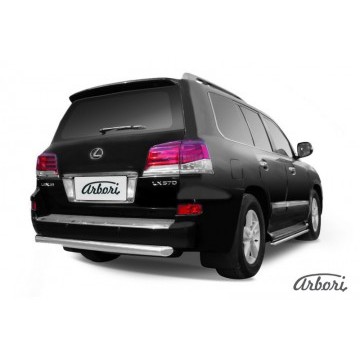 Защита заднего бампера d76 радиусная Arbori нерж. сталь для Lexus LX570 2012-2015