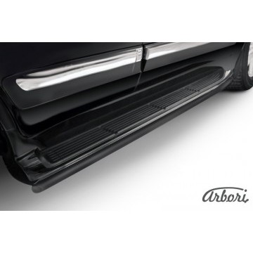 Защита штатного порога d42 Arbori черн. для Lexus LX570 2012-2015